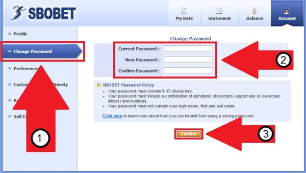 Cara mengganti password akun sbobet